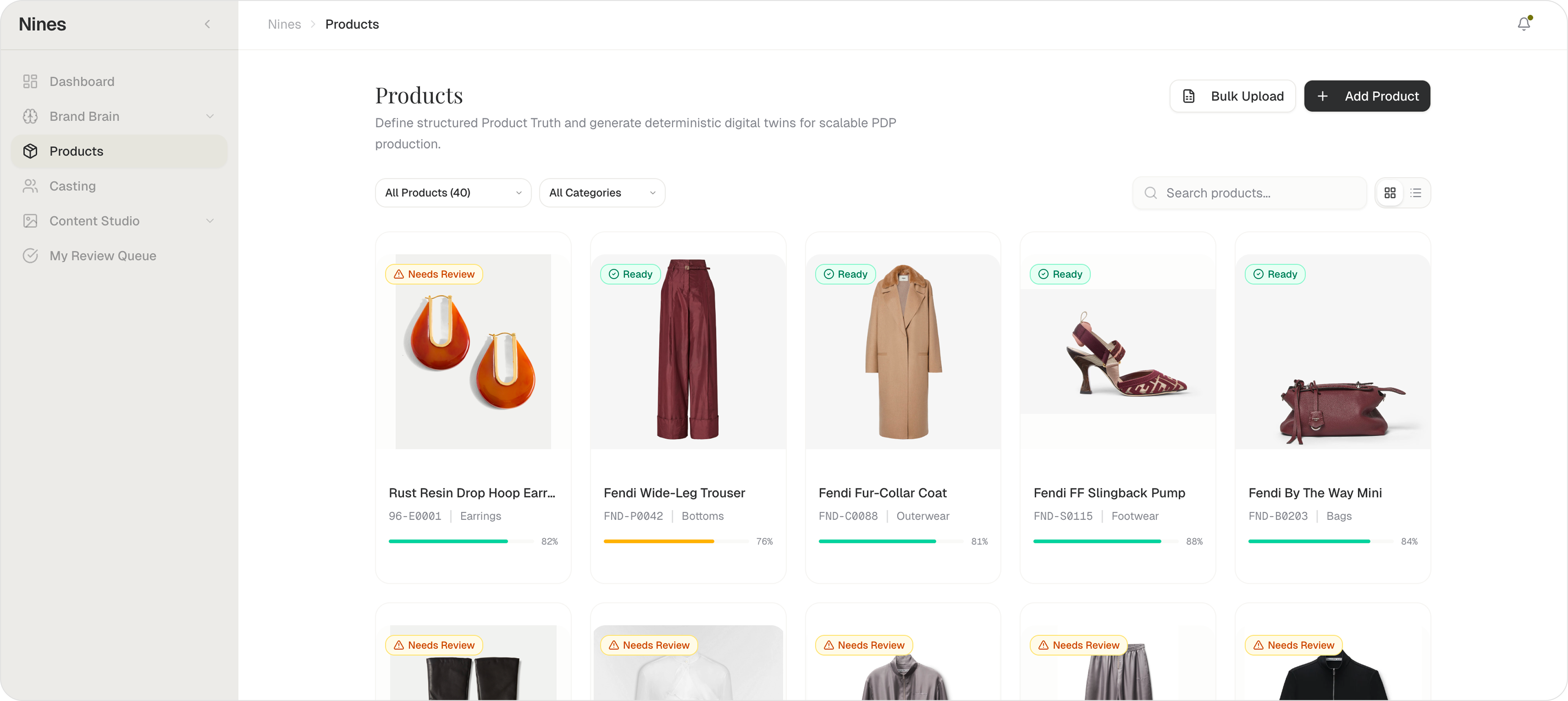 Products workspace view